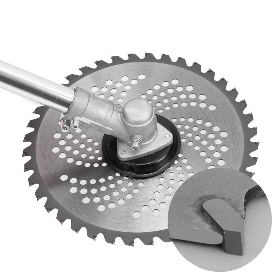 Brush cutter alloy saw blade mounted on cutter head