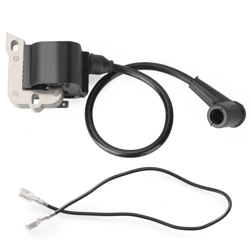 Chainsaw ignition coil with plug wire and terminal lead