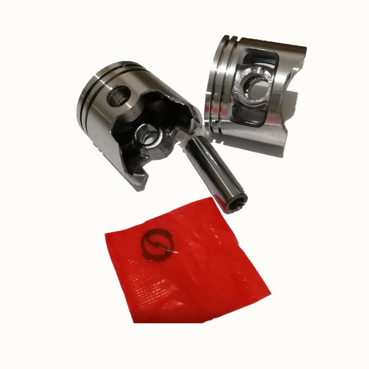 Piston assembly side view with pin and ring